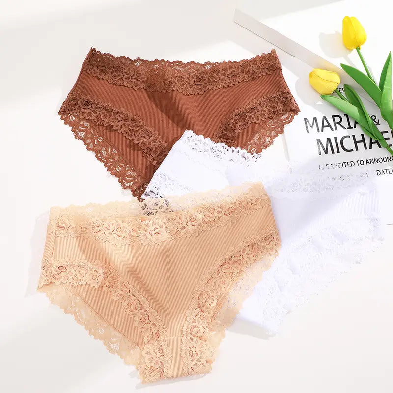 15-Pack Soft Cotton Lace Bikini Briefs